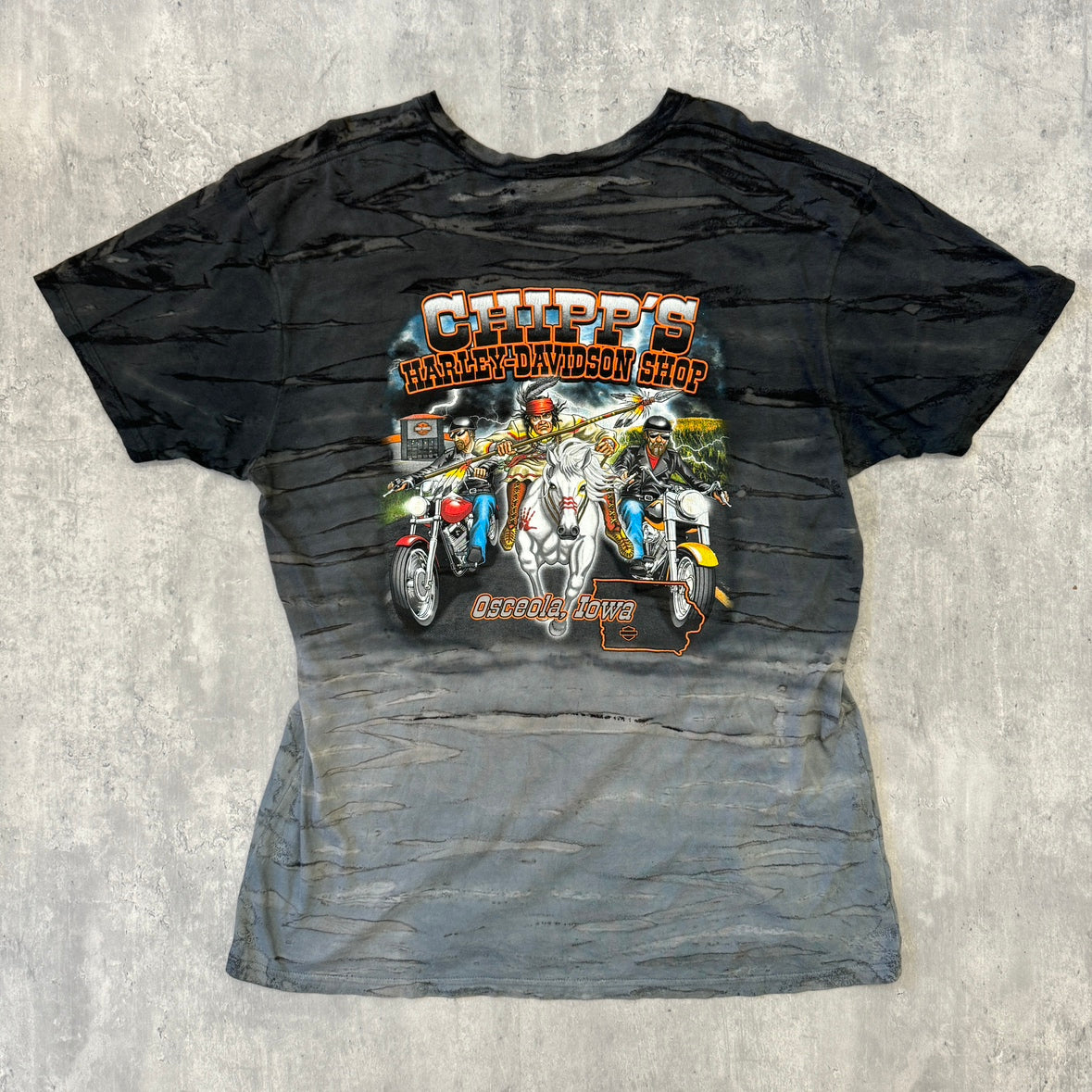 メキシコ製 HARLEY DAVIDSON ハーレーダビッドソン 両面プリント タイダイ柄 Tシャツ XL コットン GRY 総柄 –  【古着屋3peace】