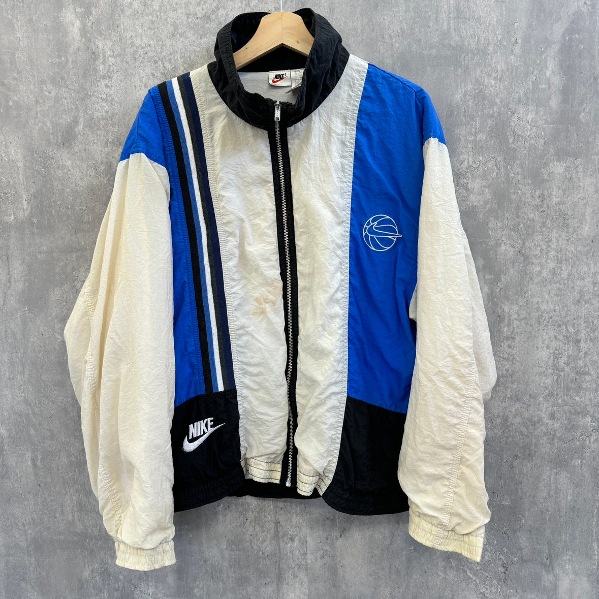 90s vintage 古着 銀タグ NIKE ナイキ ナイロンジャケット フルジップ Mサイズ – 【古着屋3peace】