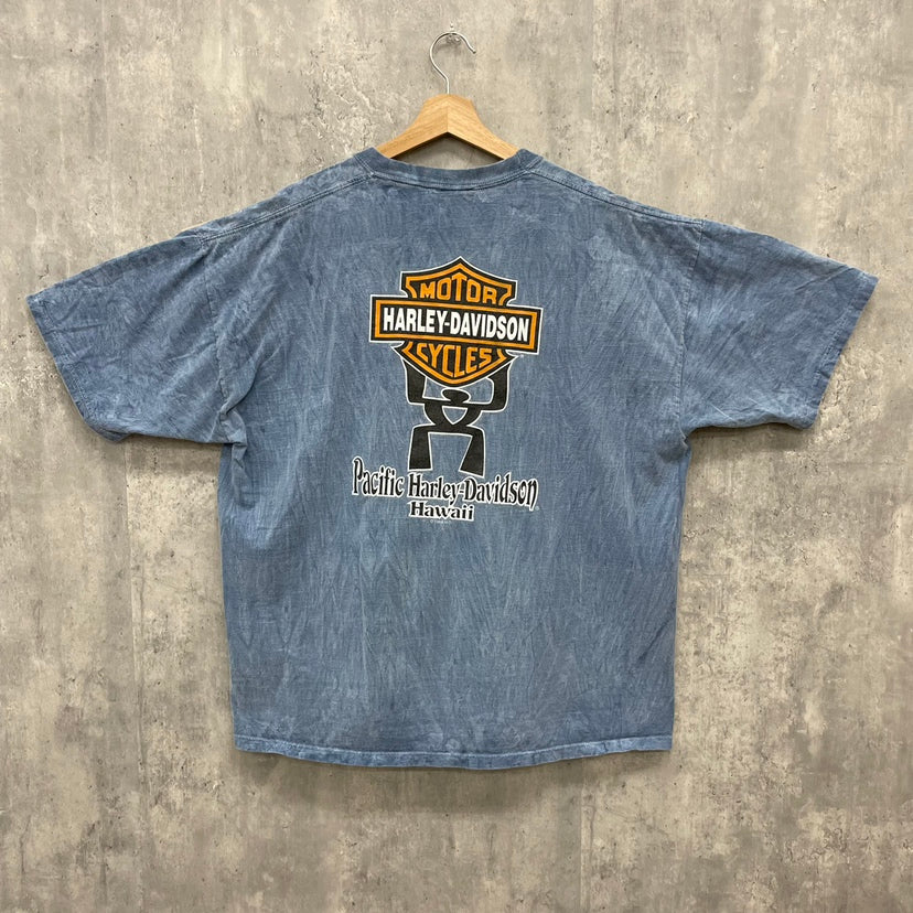 90s HARLEY-DAVIDSON ハーレーダビッドソン USA製 Tシャツ XL センターロゴ モーターサイクル 企業もの