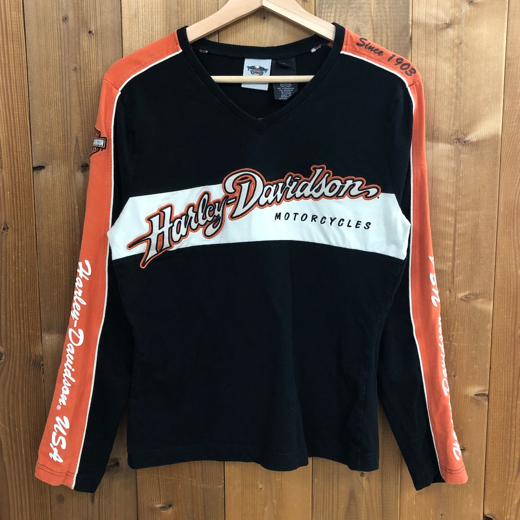 HARLEY-DAVIDSON ハーレーダビッドソン ロングTシャツ レーシングT ロンT 刺繍