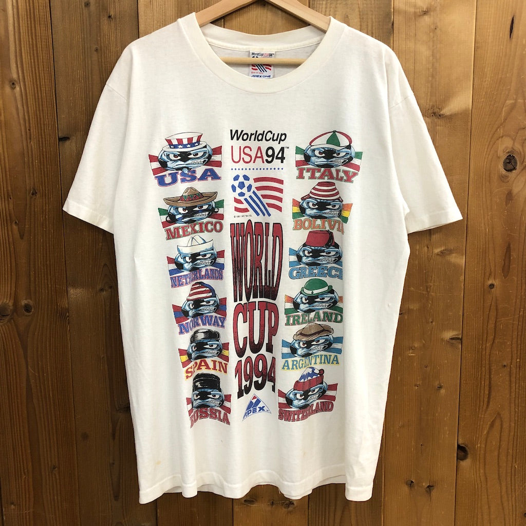 90s vintage USA製 APEX ONE エーペックスワン Soccer World Cup 1994 サッカーワールドカップ 1994年  プリントTシャツ 半袖 カットソー