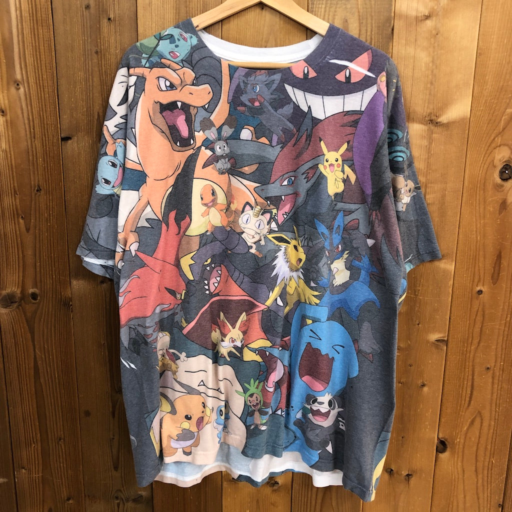 POKEMON ポケモン プリントTシャツ オーバープリント 総柄 半袖 カットソー ポケットモンスター アニメ 2016年