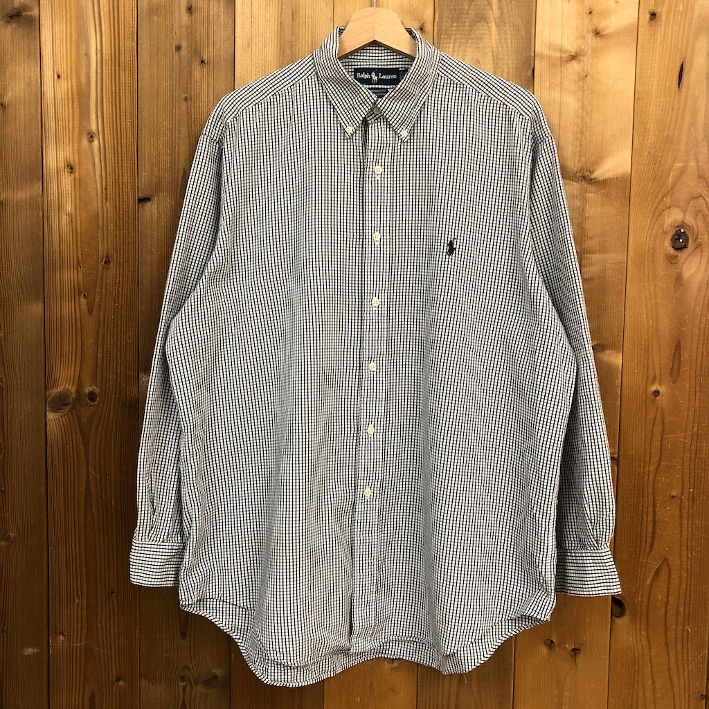 【ラルフローレン】90s  長袖 BD 刺繍ワンポイント チェックシャツ
