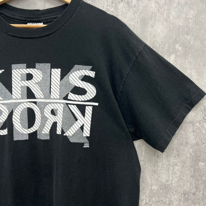 90s USA製 Hanes KRISS KROSS "DOWN LIKE 4 FLAT TIRES" Tシャツ クリスクロス 半袖 ヒップホップ ストリート ブラック 黒