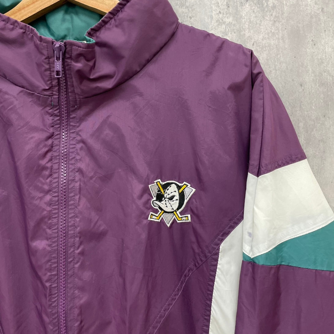 90s NUTMEG NHL MIGHTY DUCKS ナイロンジャケット アナハイムマイティダックス CCM ブルゾン ホッケー チーム系  ライトアウター 古着 L