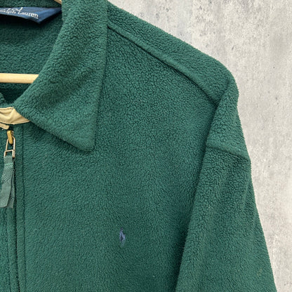 90s Polo by Ralph Lauren スイングトップジャケット ポロバイラルフローレン フリース 三角タグ ドリズラー アウター 90年代 古着 ビンテージ L