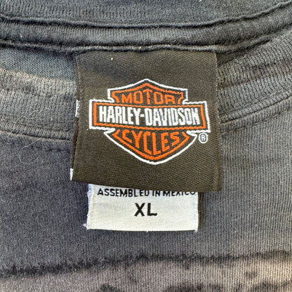 メキシコ製 HARLEY DAVIDSON ハーレーダビッドソン 両面プリント タイダイ柄 Tシャツ XL コットン GRY 総柄