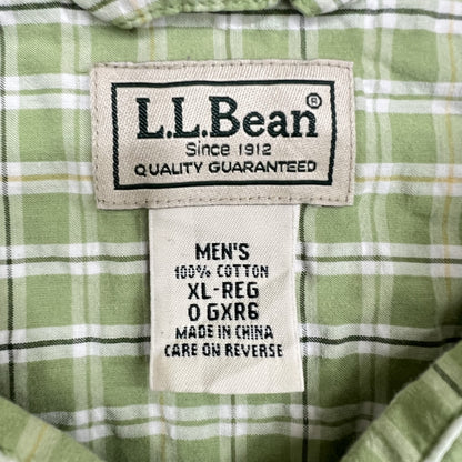 90’s L.L.Bean エルエルビーン 半袖シャツ サイズXL 中国製 グリーン チェック柄 シアサッカー