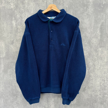 90s vintag 古着 USA製 GOLFLEECE スナップボタン フリース ハーフジップ 裏地付き Lサイズ ブルー