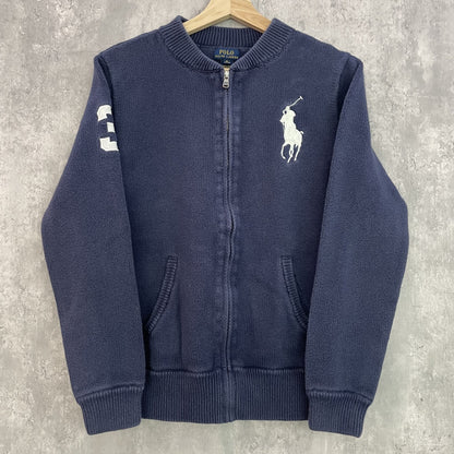 00s vintage 古着　ビンテージ　ラルフローレン　POLO RALPH LAUREN　ニット　フルジップ　刺繍ロゴ　ラルフ　ビックポニー