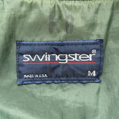 90s vintage 古着　ビンテージ　USA製　ブルゾンジャケット　グリーン　胸刺繍　フルジップ　アメカジ　SwingSter