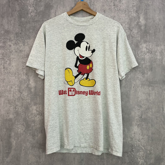 90s vintage 古着　ビンテージ　ディズニー　Disney Mickey Mouse USA製　キャラクタープリント　カジュアル　グレー