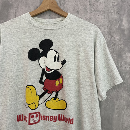 90s vintage 古着　ビンテージ　ディズニー　Disney Mickey Mouse USA製　キャラクタープリント　カジュアル　グレー