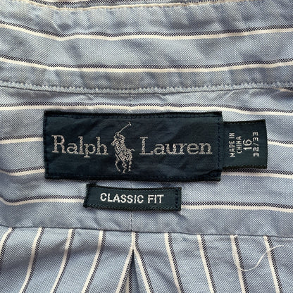 90s vintage 古着　ビンテージ　ラルフローレン　RalphLauren 長袖シャツ　ストライプ　ポニー刺繍　 カジュアル　