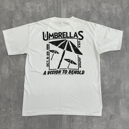 90年代 アメリカ製 Murina's Best シングルステッチ UMBRELLAS 傘バックプリント 胸元ワンポイント サイズXL