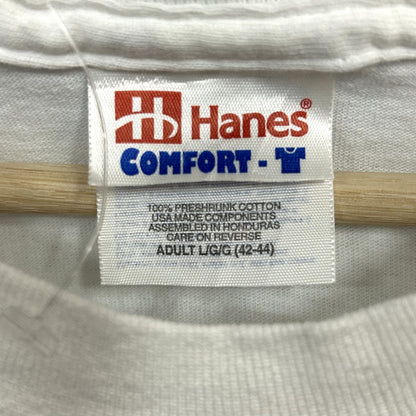 90s vintage 古着　ビンテージ　Hanes　USA製　アメ製　星条旗　ホワイト　プリント　アメカジ　オーバーサイズ　ストリート