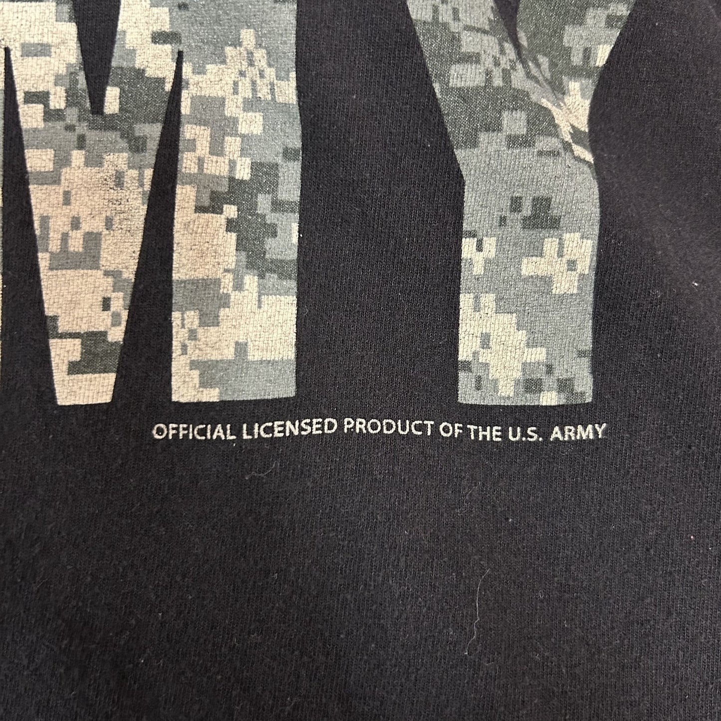 90s vintage 古着　USA製　ビンテージ　トレーニングTシャツ　ブラック　デジタルカモ　ミリタリー　U.S.ARMY