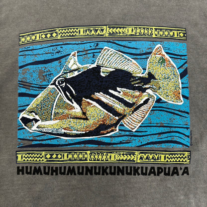 crazy shirt 魚半袖ビンテージTシャツ クルーネック 両面プリント エルサルバドル製 Lサイズ グレー