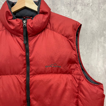 EDDIE BAUER Premium Goose Down ダウンベスト エディーバウアー グースダウン アウトドア 厚手 レッド 赤 古着 ビンテージ L