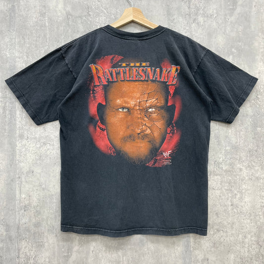 90s ROYAL AVALON WWF Steve Austin The Rattlesnake STONE COLD Tシャツ スティーブ・オースティン プロレス 古着 ビンテージ 半袖 ブラック L