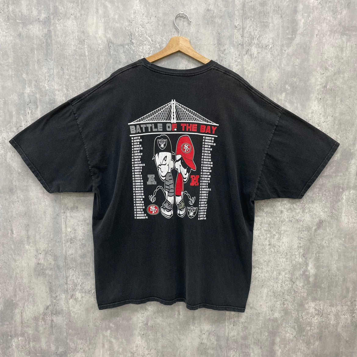 NFL BATTLE OF THE BAY RAIDERS vs 49ERS Tシャツ 半袖 ストリート ヒップホップ HIPHOP 両面プリント 古着 ビンテージ ビッグサイズ 黒