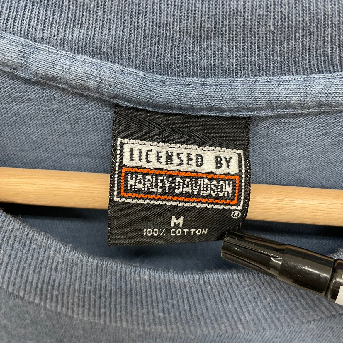 95s USA製 HARLEY-DAVIDSON ハーレーダビッドソン バイク ビッグプリント アメリカン 半袖 Tシャツ 古着 ビンテージ ネイビー M