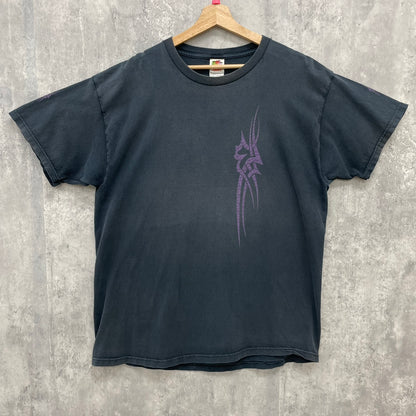 00s FRUIT OF THE LOOM Tribal Dragon ドラゴン フルーツオブザルーム 半袖 Tシャツ 両面プリント 古着 ビンテージ ブラック XL