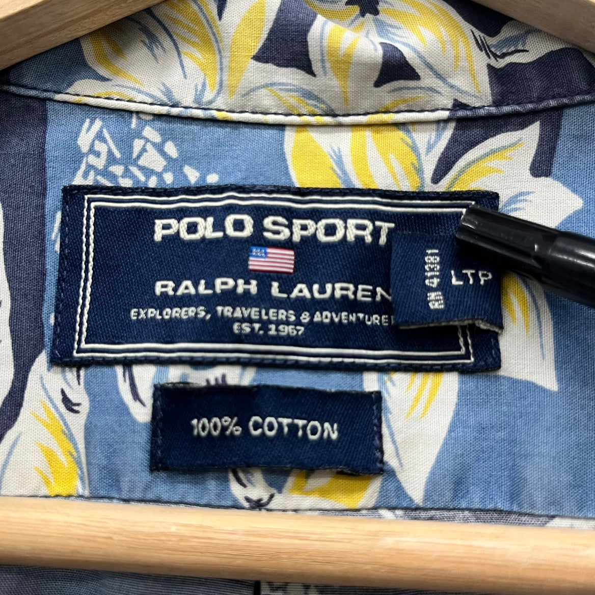 90s POLO SPORT Ralph Lauren アロハシャツ ポロスポーツ ラルフローレン 花柄 開襟 オープンカラー 総柄 90年代 古着 ビンテージ XL