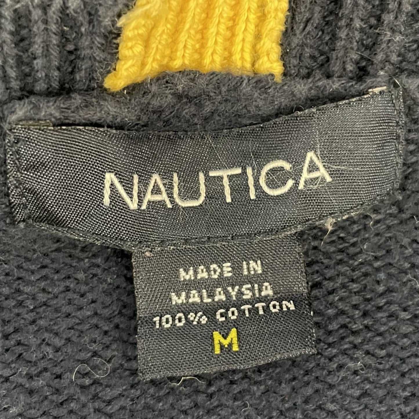 00s vintage 古着　ビンテージ　ノーティカ　NAUTICA　コットンニット　袖ロゴ　切り返し