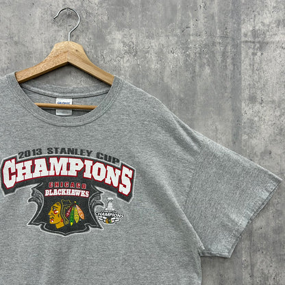 00s GILDAN NHL BRACK HAWKS  ギルダン ブラックホークス 古着 ビンテージ XL グレー