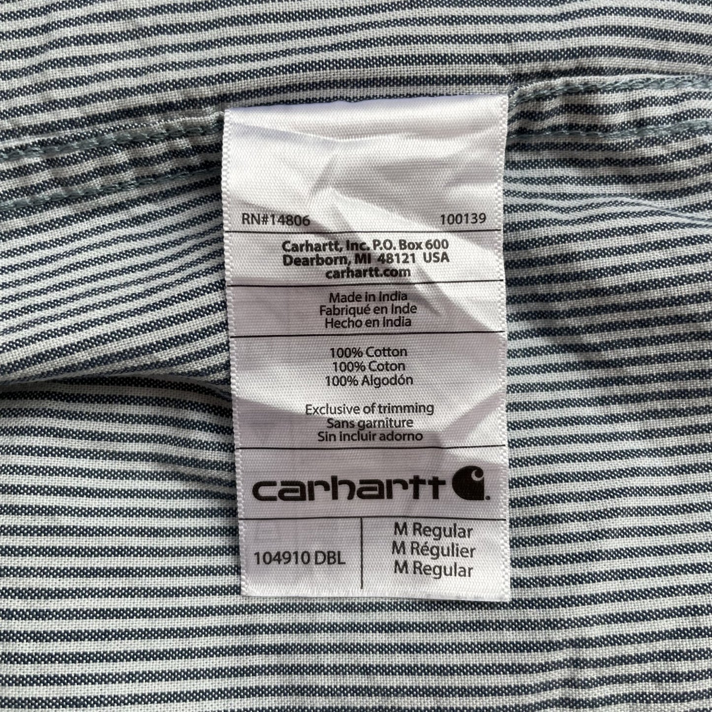 00s vintage 古着　ビンテージ　カーハート　Carhartt 長袖シャツ　ストライプ柄　ボタンダウン　ワンポイントロゴ　LOOSEFIT