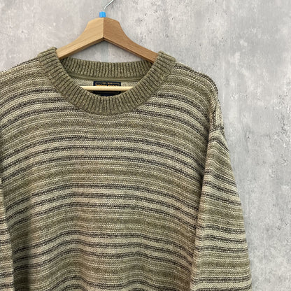 90s vintage 古着　ビンテージ　ウールリッチ　WOOLRICH アウトドア　ボーダー柄　ニットセーター　紳士　シンプル