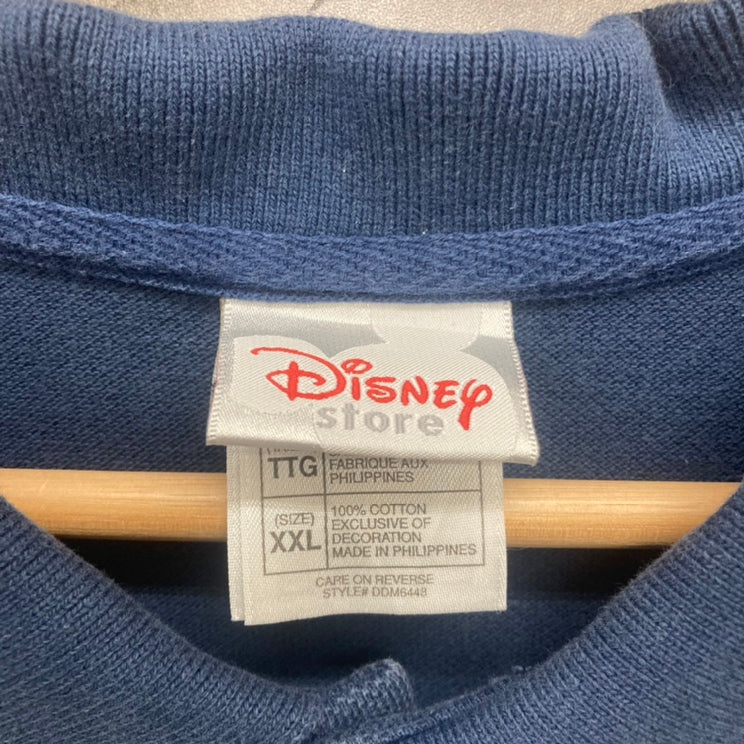 00s Walt Disney World ポロシャツ 半袖 ワンポイント ロゴ 刺しゅう ミッキー 古着 ビンテージ ネイビー XXL