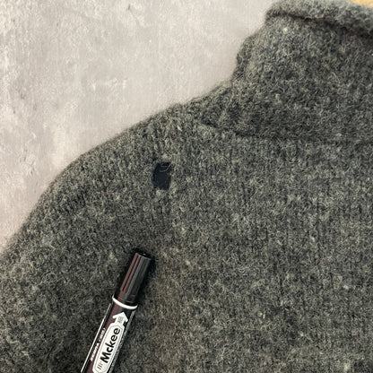 00s vintage 古着　ビンテージ　wool CANADA ニット　フロントデザイン　モックネック　裏地フリース