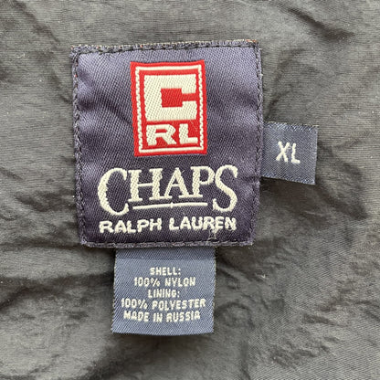 90s vintage 古着　ビンテージ　チャップス　CHAPS ナイロンジャケット　アノラック　テック　刺繍ロゴ　ドローコード　フード付