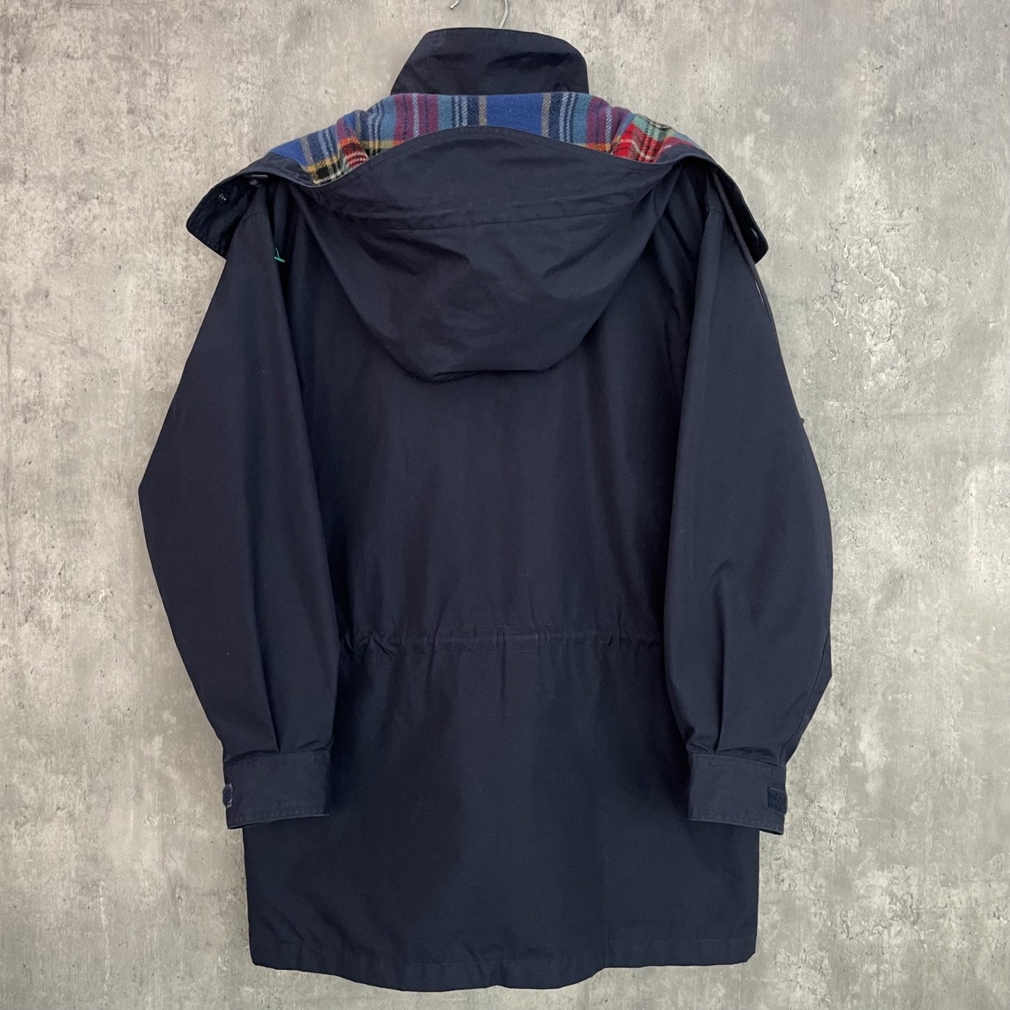 90s EddieBauer vintage 古着 ストームジャケット ナイロン ネイビー アウトドア 裏地 ウール チェック