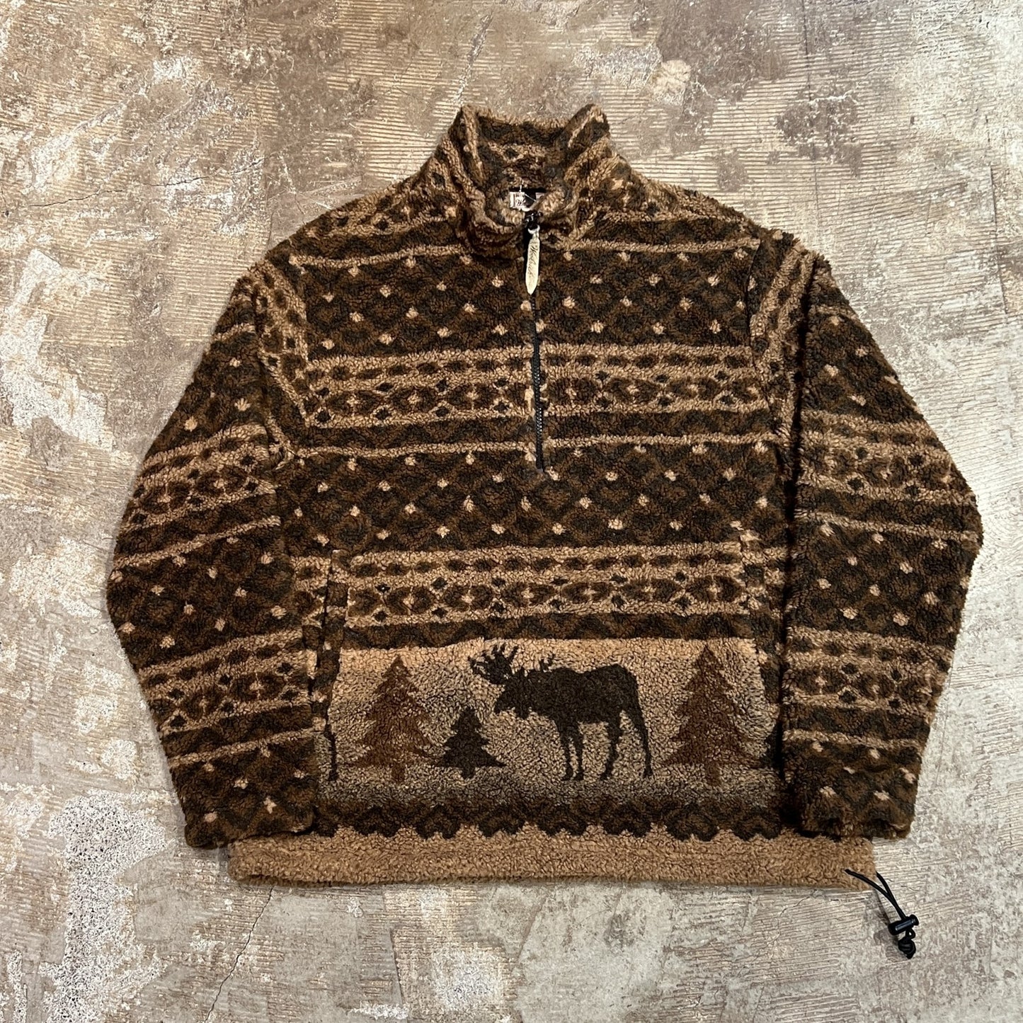 90s woolrich USA製　ボアフリースハージップジャケット　トナカイ柄