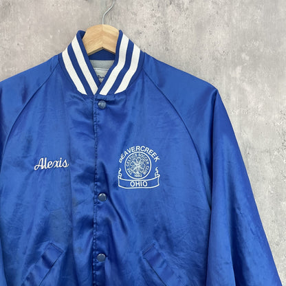 80s vintage USA製　古着　OHIO ナイロンスタジャン　オハイオ大学　カレッジ　スナップ　ストリート　ビンテージ