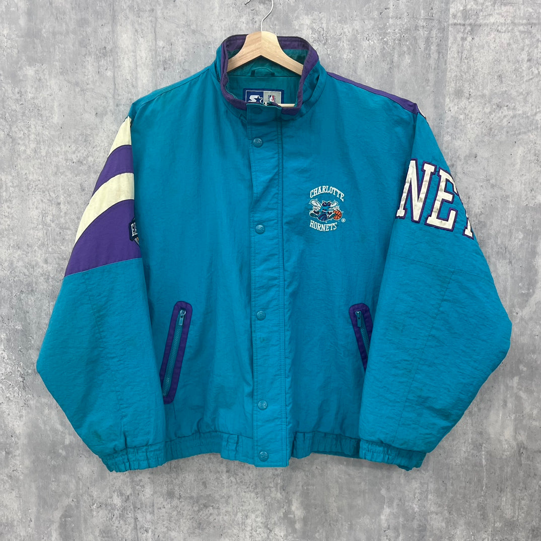 90s STARTER NBA シャーロットホーネッツ スタジャン バスケット ジャケット 古着 ビンテージ XL