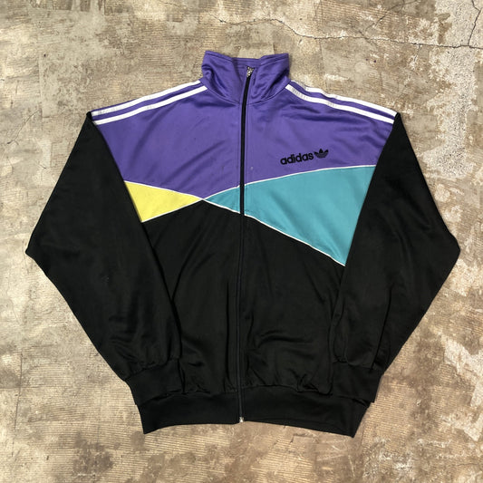 80s adidas 白タグ デザイントラックジャケット　マルチカラー　アシンメトリー