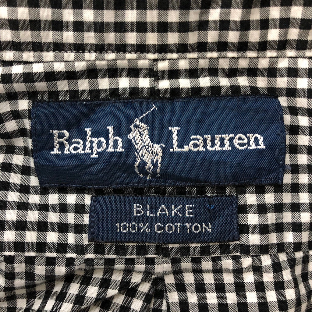 90s ラルフローレン ギンガムチェックロゴ刺繍長袖BDシャツ BLAKE