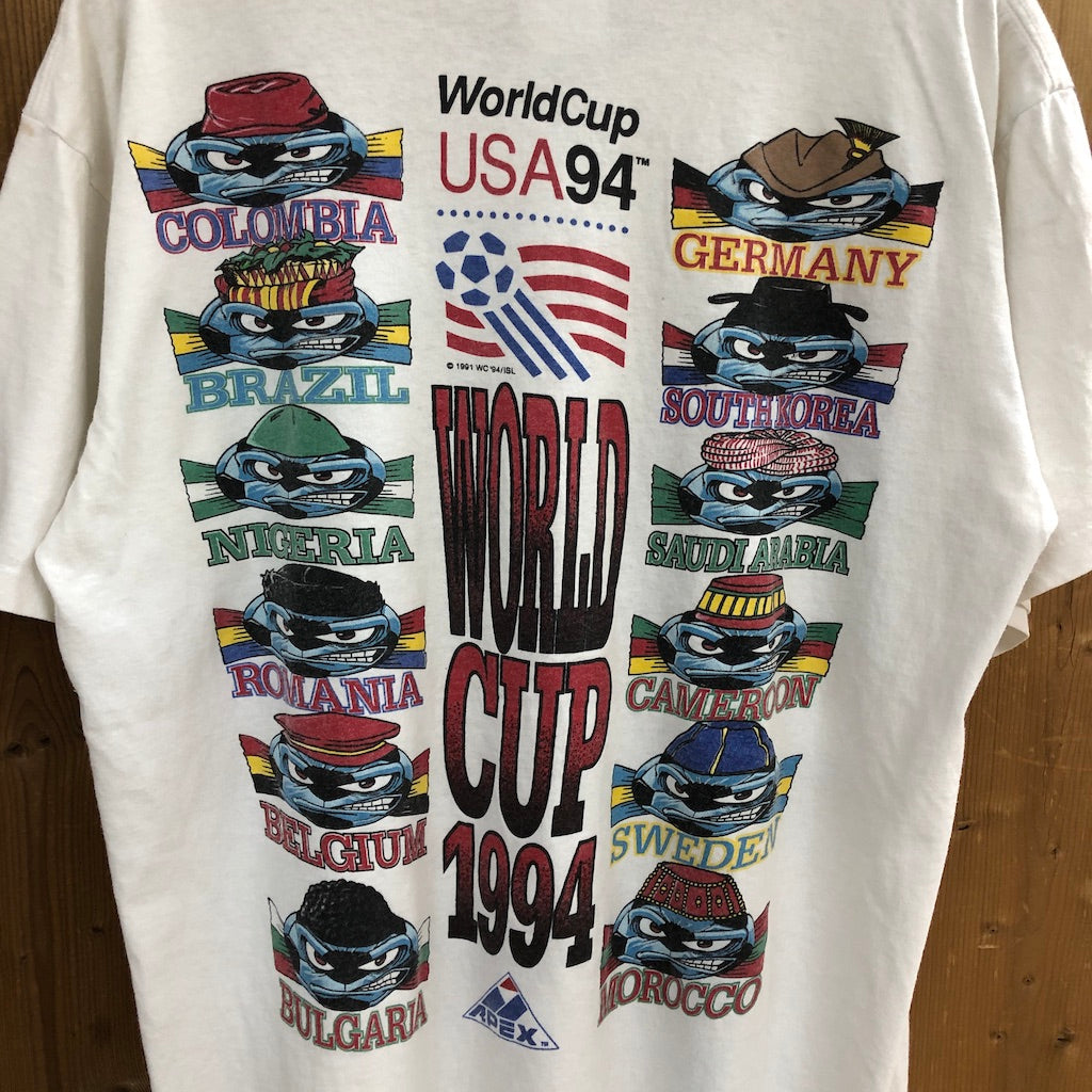 90s vintage USA製 APEX ONE エーペックスワン Soccer World Cup 1994 サッカーワールドカップ 1994年  プリントTシャツ 半袖 カットソー