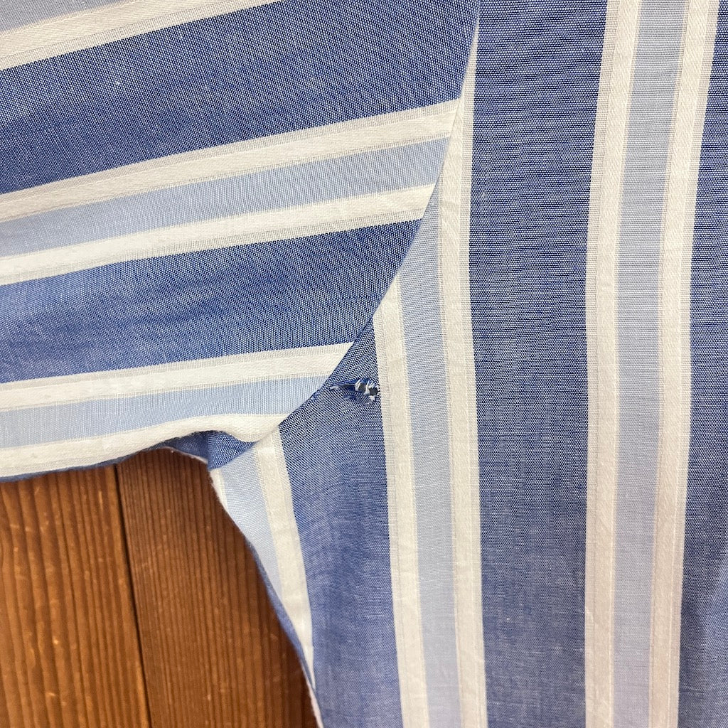 70s vintage VAN HEUSEN 417 ヴァン・ヒューゼン 長袖シャツ 衿芯 ストライプ柄 コットン 薄手 ブルー系 ストライプ柄