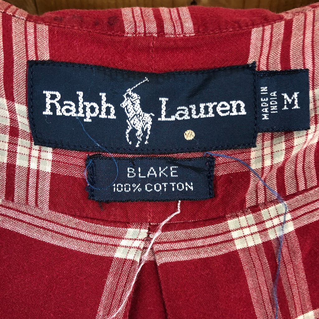 90s vintage Ralph Lauren ラルフローレン BLAKE ブレイク 長袖シャツ BDシャツ ボタンダウン チェック柄  レッド、ホワイト