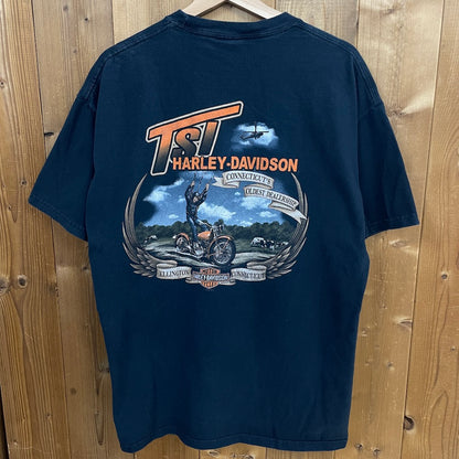 00s HARLEY DAVIDSON ハーレーダビッドソン Hanes ヘインズ ビーフィーT プリントTシャツ 半袖 カットソー ビックプリント バックプリント 2010年