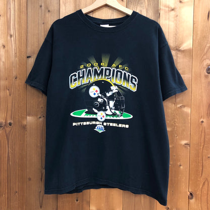 00s vintage GILDAN ギルダン Pittsburgh Steelers ピッツバーグスティーラーズ Champions チャンピオンズ 2008年 プリントTシャツ 半袖 カットソー