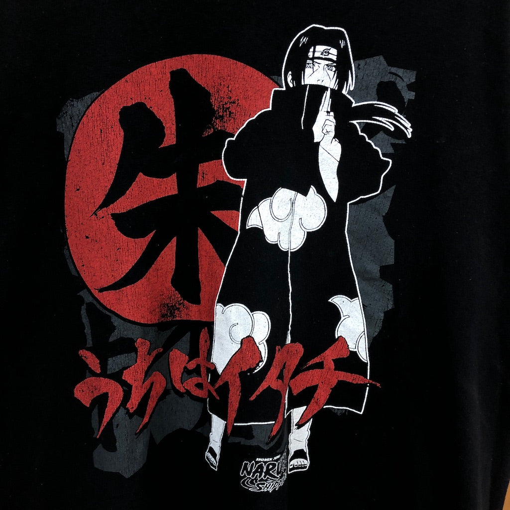 00s vintage NARUTO 疾風伝 うちはイタチ プリントTシャツ 半袖 カットソー アニメT 漫画