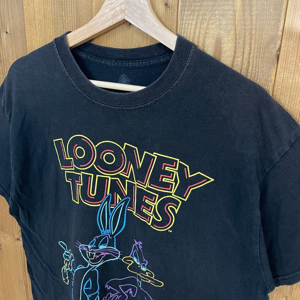 LOONEY TUNES ルーニーテューンズ BUGS BUNNY バッグス・バニー キャラクター プリントTシャツ 半袖 ワーナー・ブラザーズ  ブロス カートゥーン アニメT カットソー 古着/USED