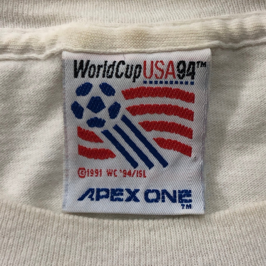 90s vintage USA製 APEX ONE エーペックスワン Soccer World Cup 1994 サッカーワールドカップ 1994年  プリントTシャツ 半袖 カットソー