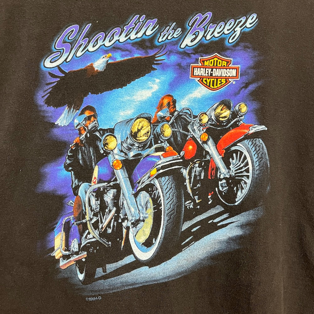 90s vintage USA製 HARLEY DAVIDSON ハーレーダビッドソン Tシャツ 半袖 Motorcycle Shootin the  Breeze バイク KONA HAWAII ハワイ 1999 ブラック